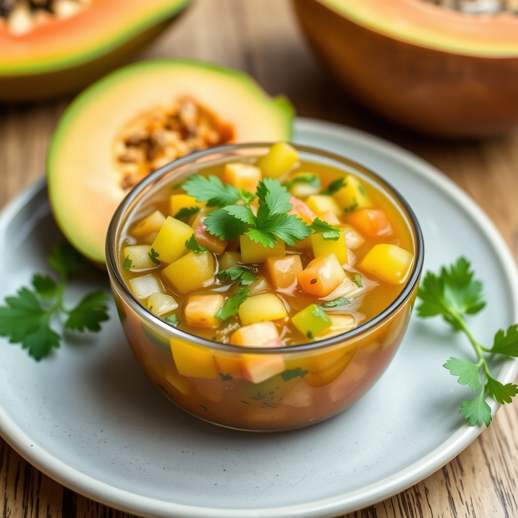 Frisk papaya- og tomatillosalsa