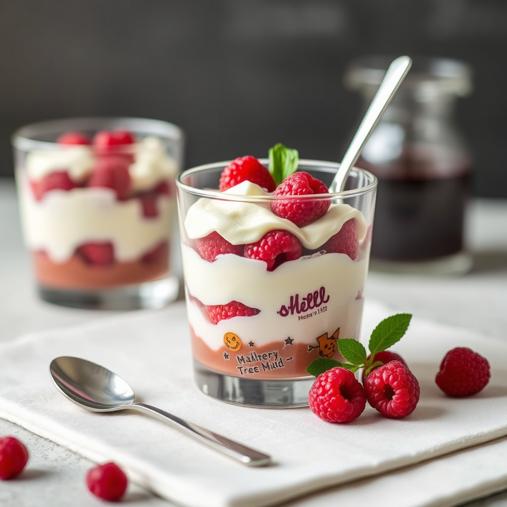 Parfait med bringebær