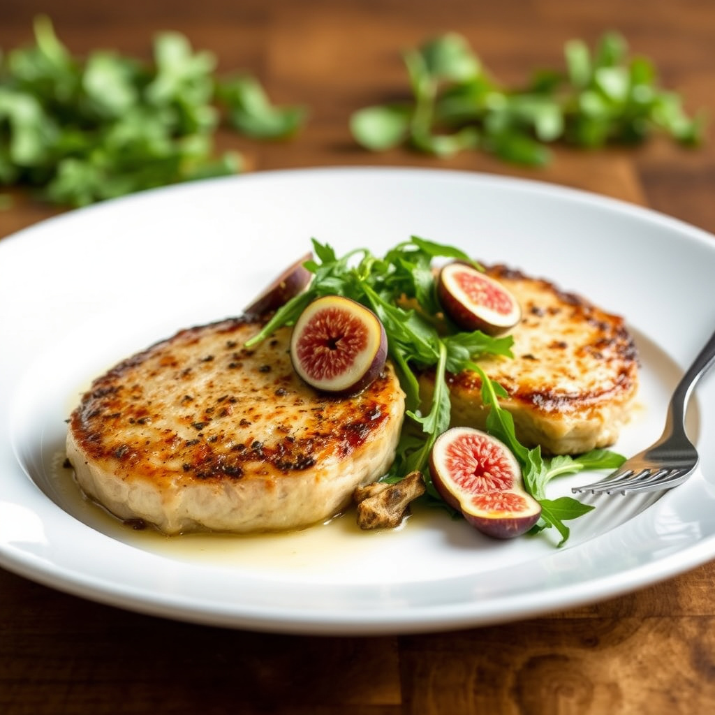 Parmesan-kylling med svinekjaker og ruccola-figsalat