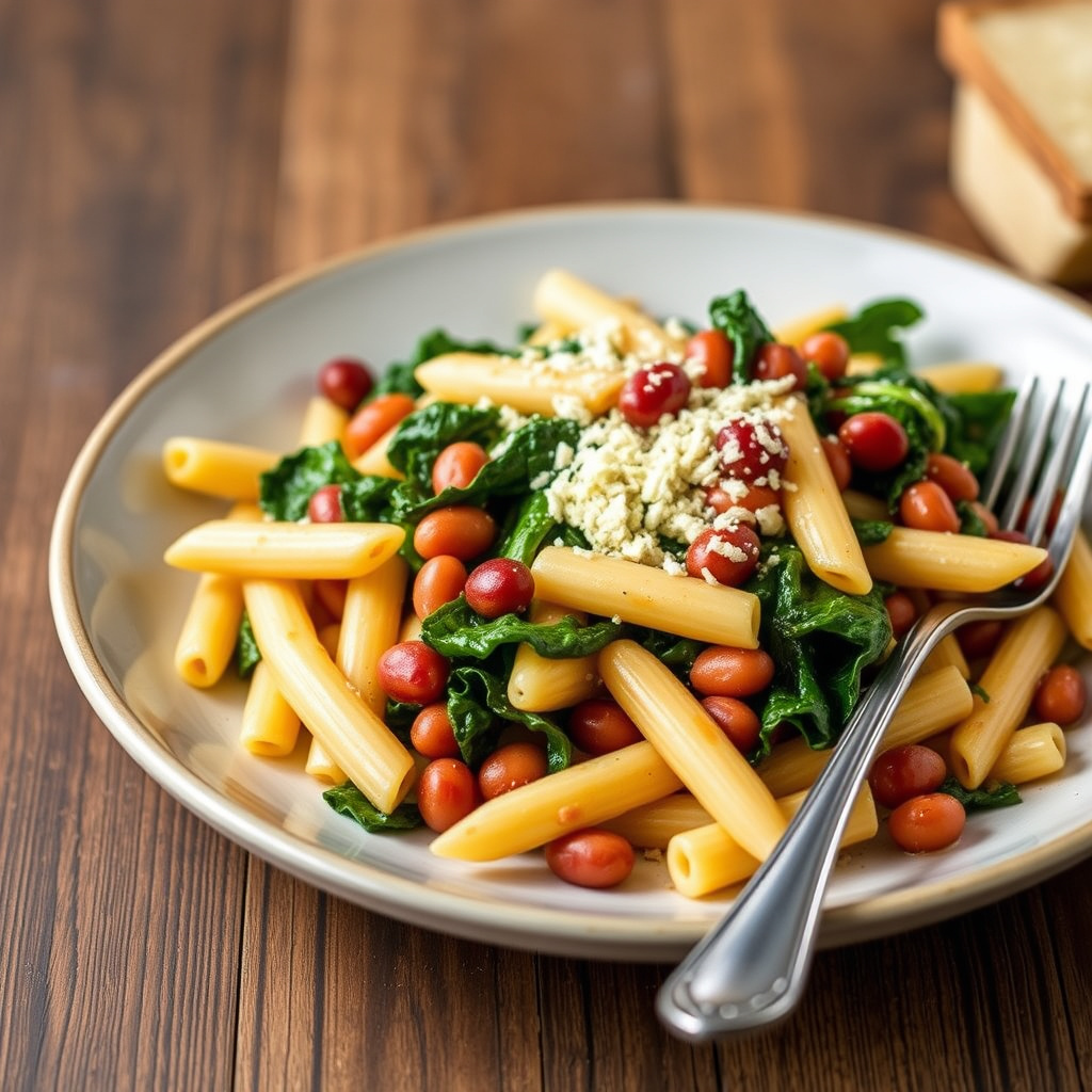 Pasta e Fagioli Penne med bønner og escarole