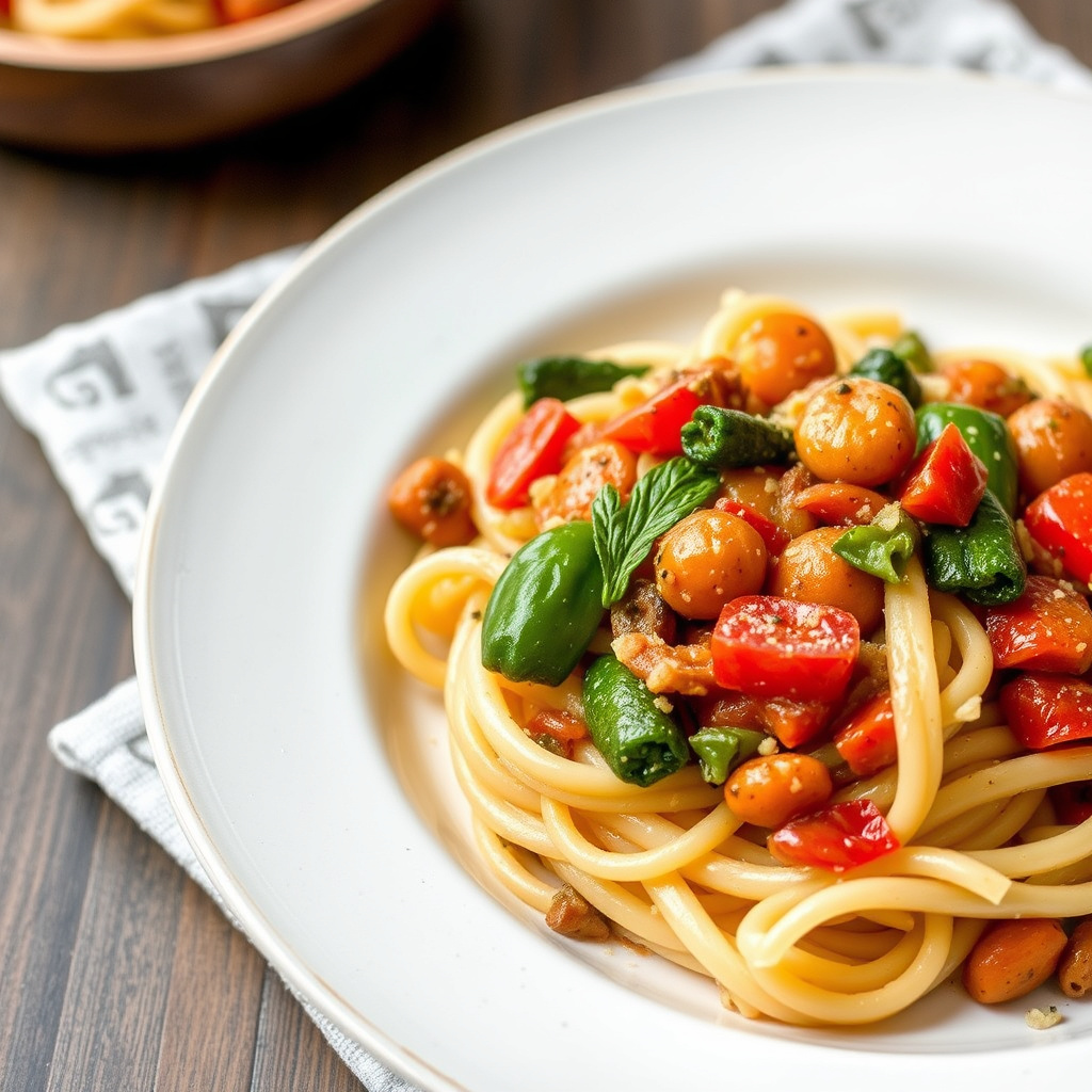 Pasta med møre grønnsaker