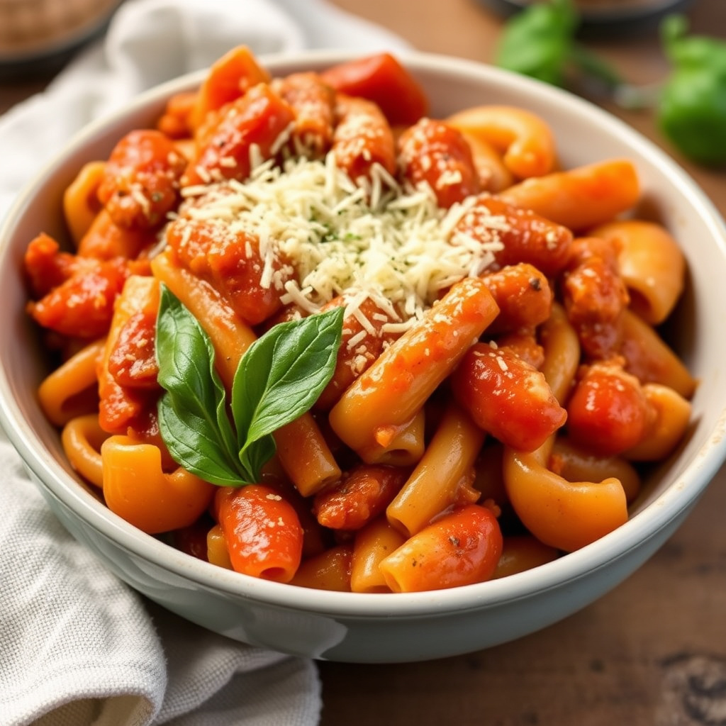 Pasta og bønner i ovn