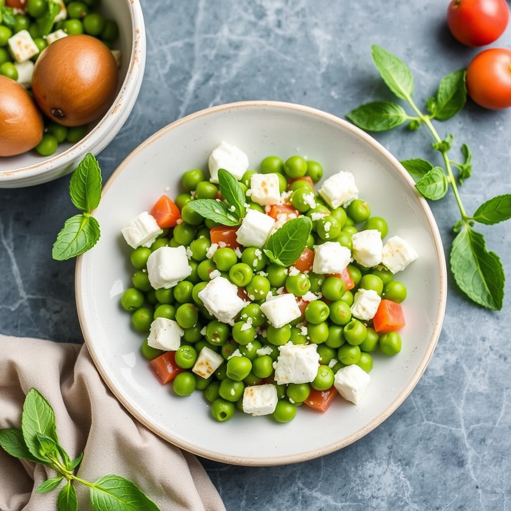 Ert-, feta- og myntesalat