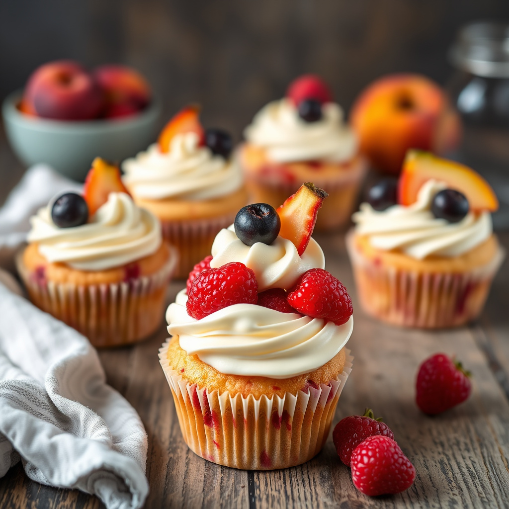 Peach-Berry Shortcake Cupcakes