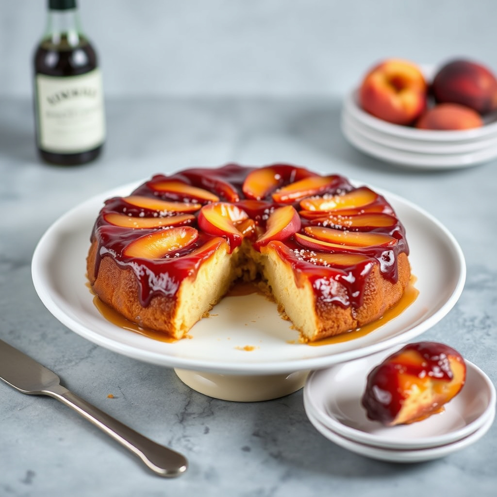 Peach-Bourbon oppnedkake