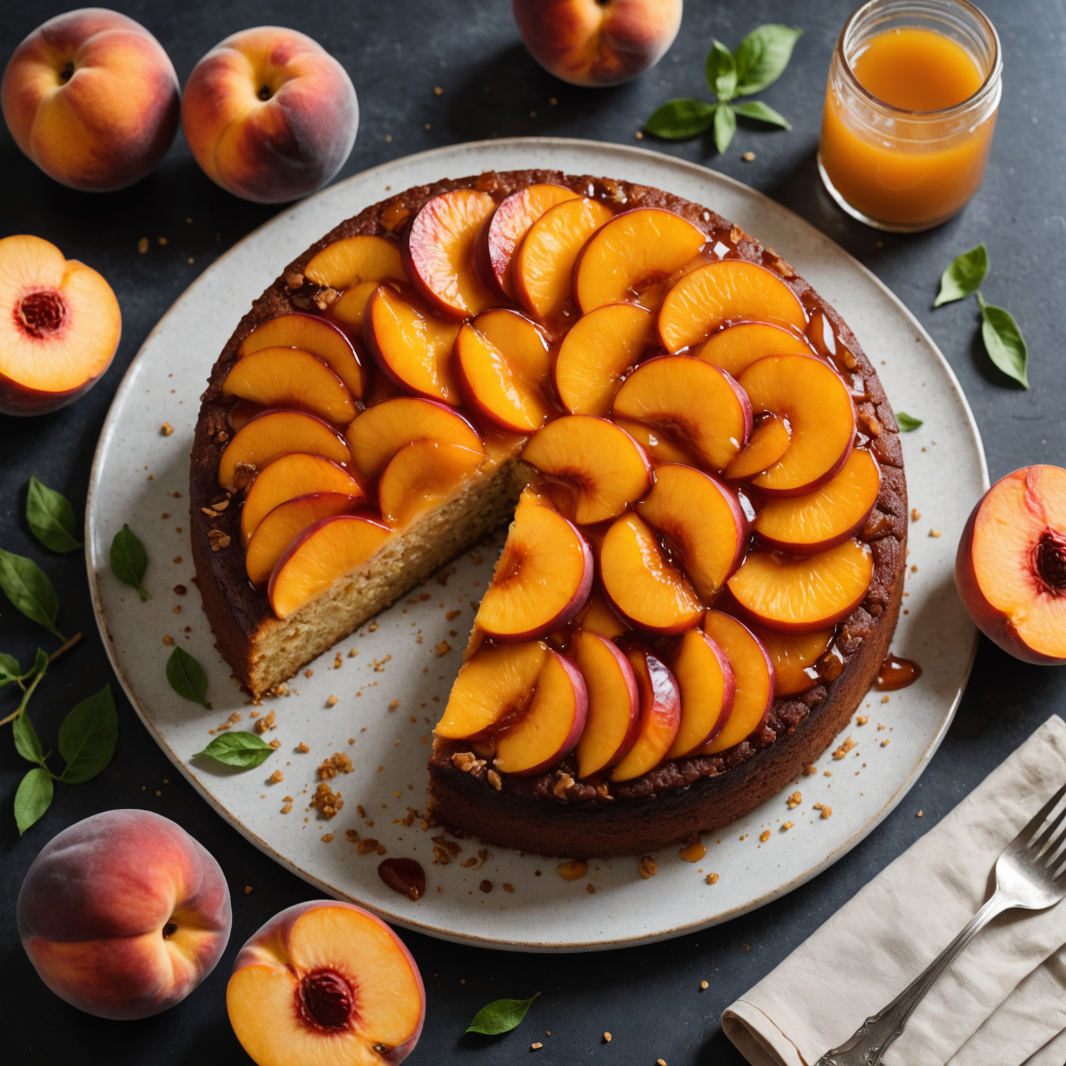 PeachBourbon Oppnedkake
