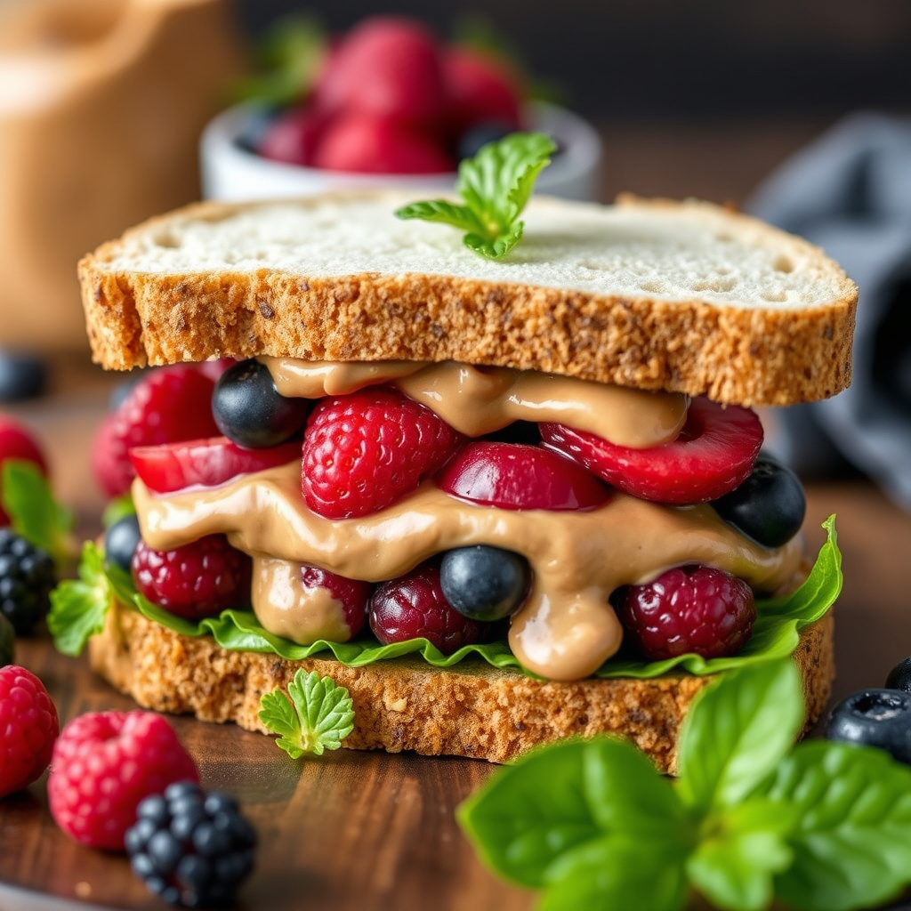 Peanøttsmør- og bærsmørbrød