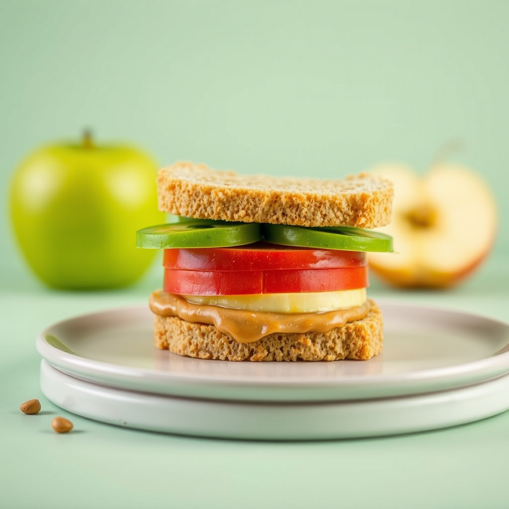 Peanøttsmør- og eplesandwich