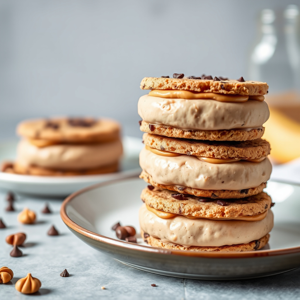 Peanøttsmør- og sjokoladesorbet-sandwicher