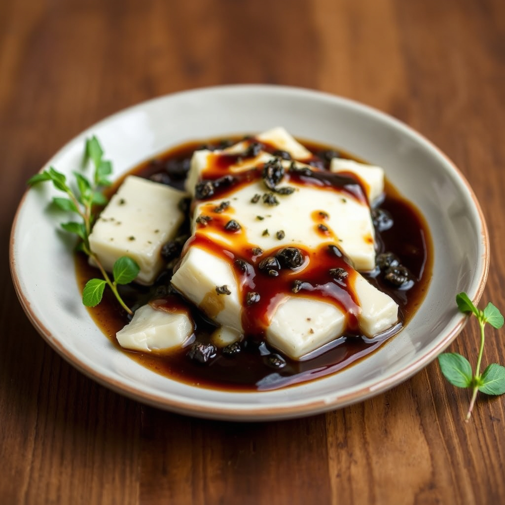 Pecorino med balsamico- og sortpepper-sirup