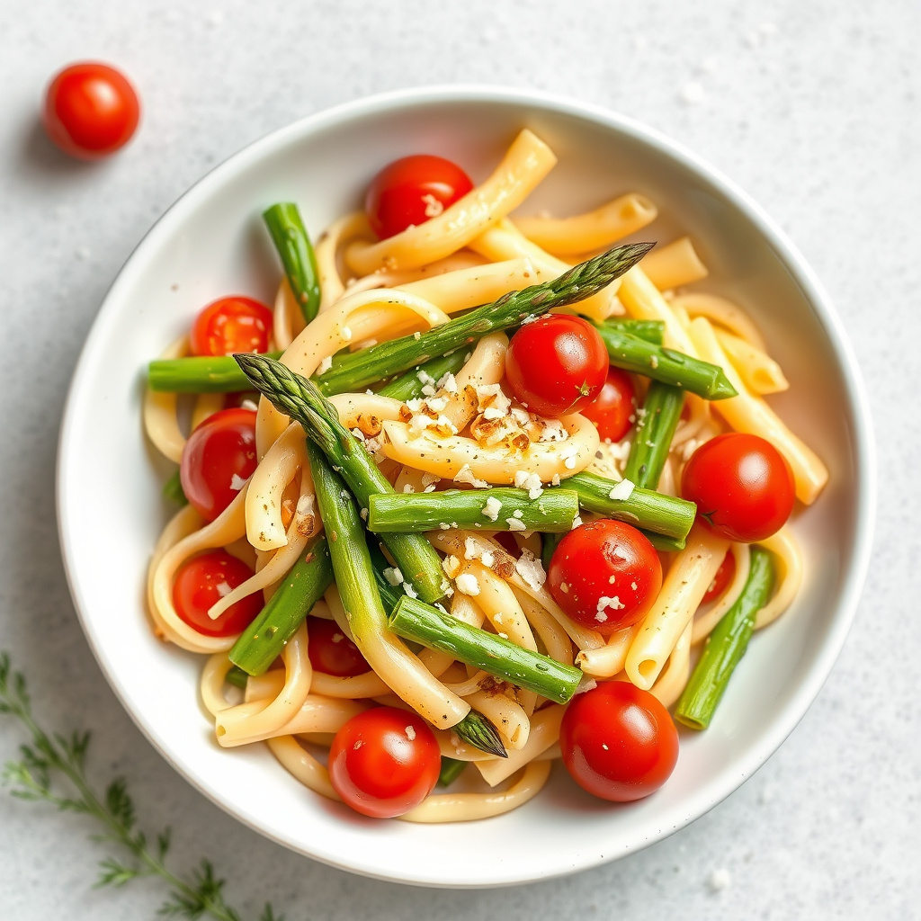 Penne med asparges og cherrytomater