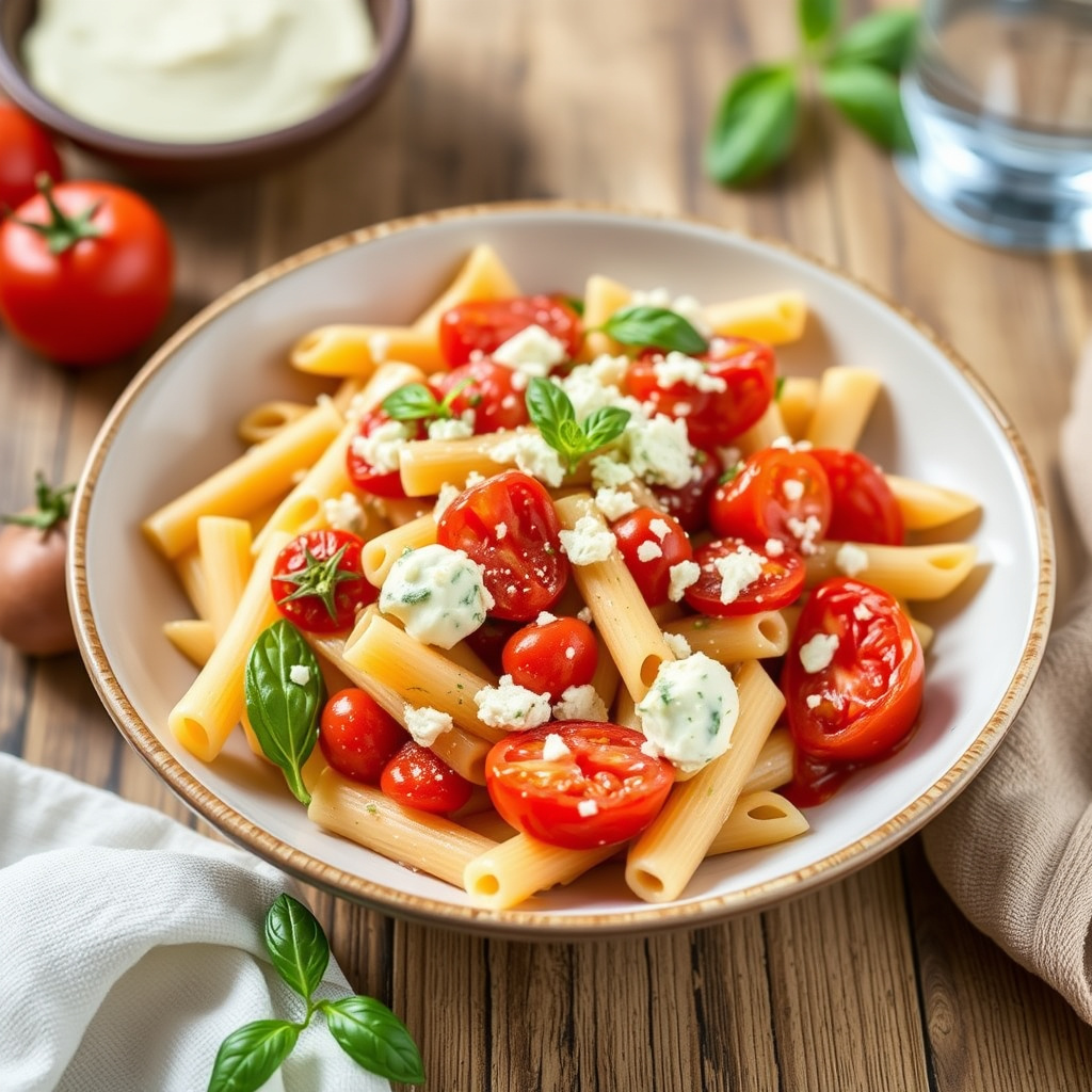 Penne med Gorgonzola og tomater