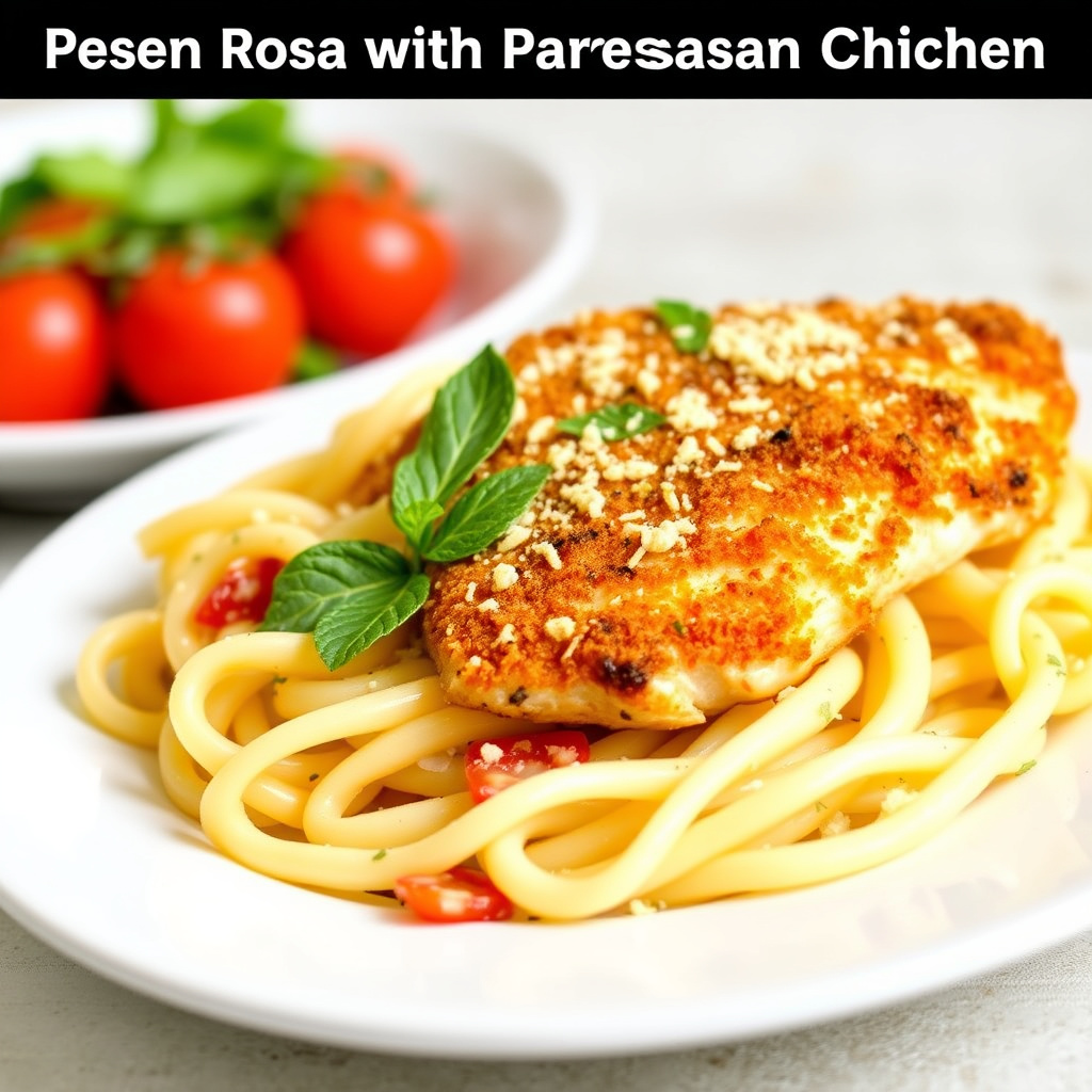 Penne Rosa med parmesan-krustet kylling