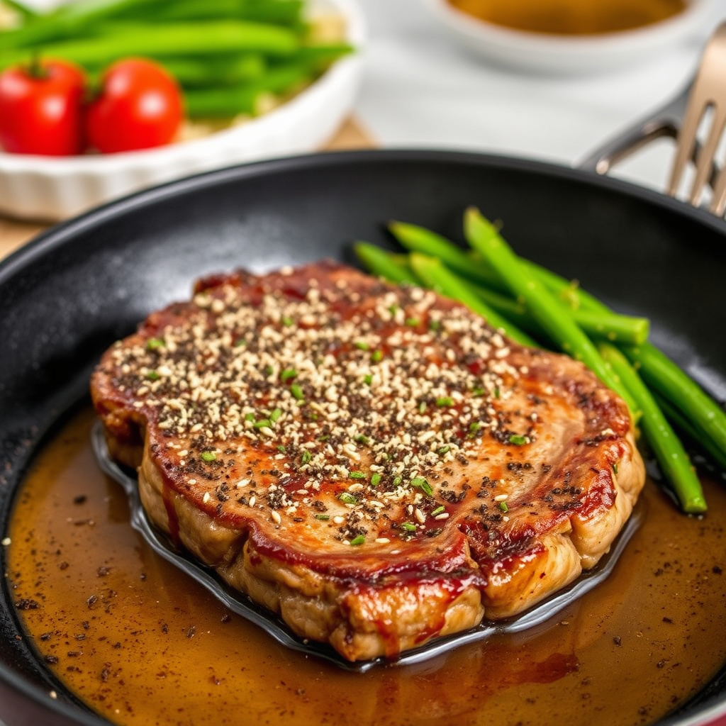 Pepperkrydret pannebiff flamberet i whisky