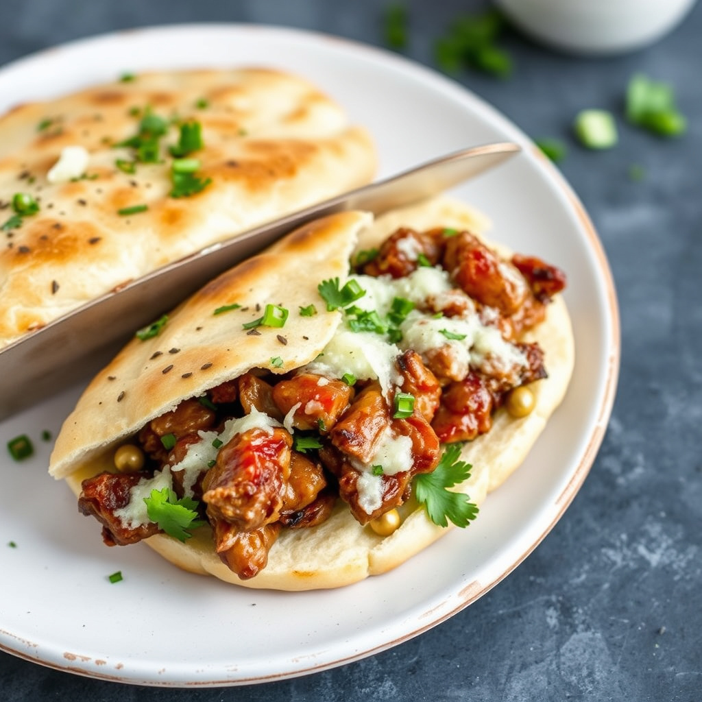 Pepret svinekjøtt og parmesanflatbrødsandwiches