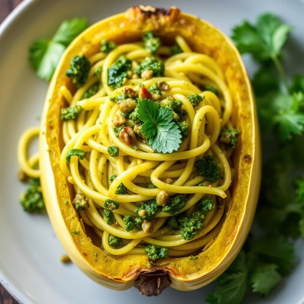 Pesto med spaghetti squash
