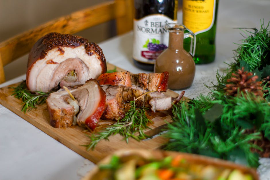 Urterostet svinekjøtt med pancetta og fikenmarmelade