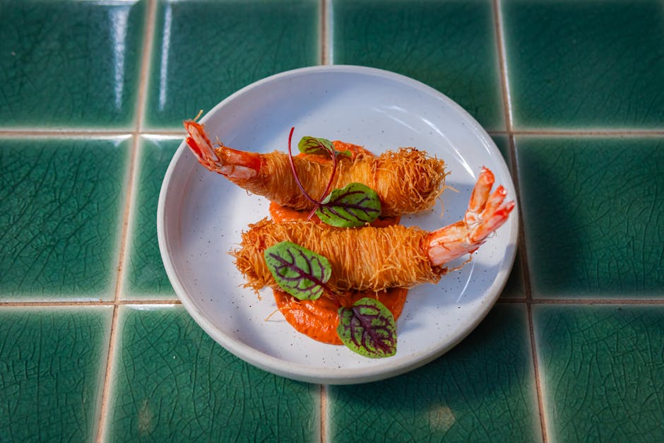 Reker i krydret filodeig med tomatchutney