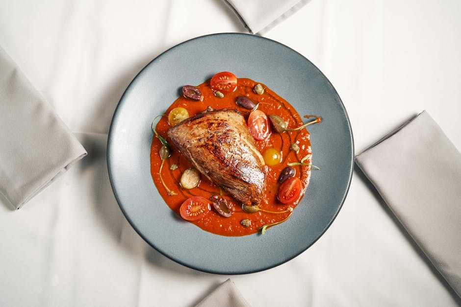 Grillet sverdfisk med tomat- og ansjossaus
