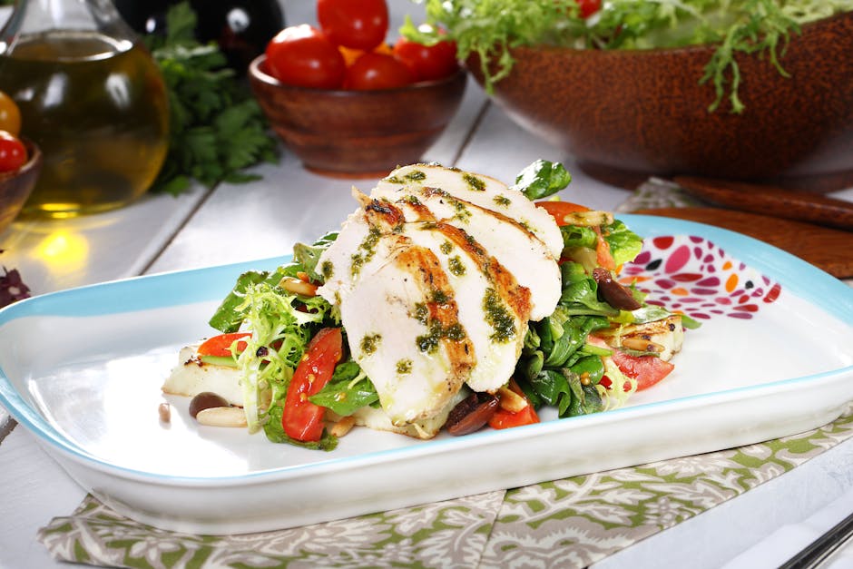 Grillet kylling med frisk mesclunsalat