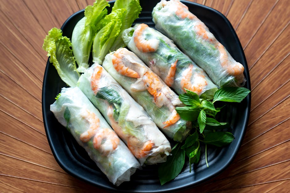 Vietnamesiske vårruller med svinekjøtt og kreps