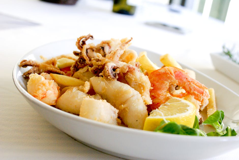 Fritto Misto med sjømat og grønnsaker