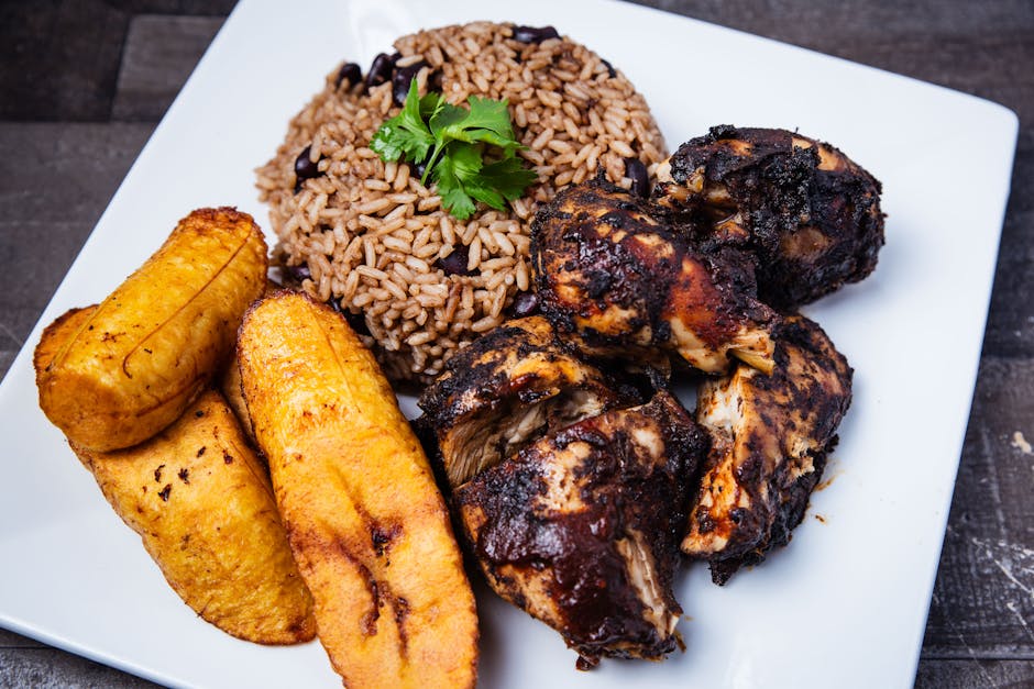 Grillet kylling og plantains, jamaicansk stil