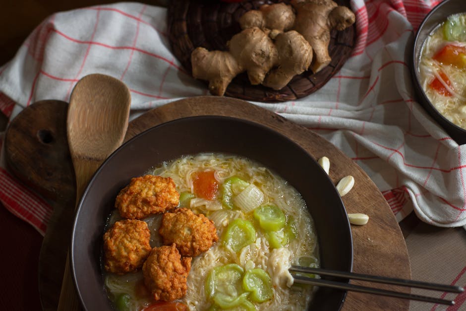 Kokosnuddelsuppe med ingefær og brokkoli