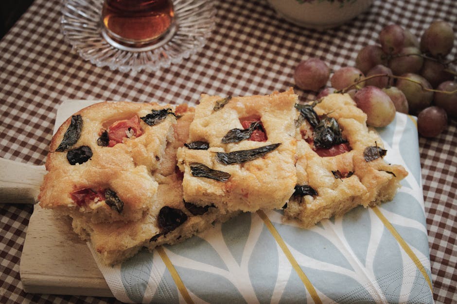 Søt focaccia med druer og valnøtter