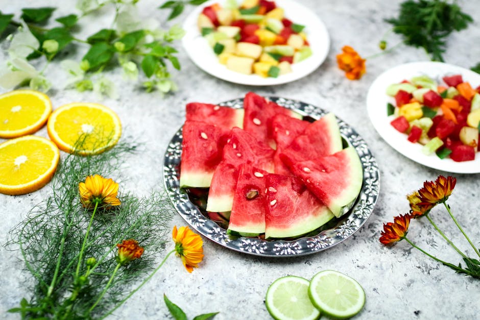 Melonsalat med lime, mynte og ingefær