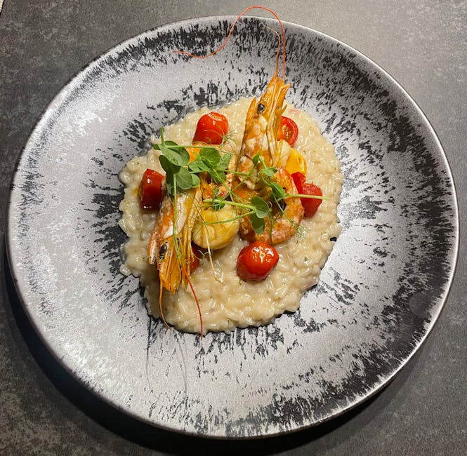 Friterte reker med kremet butternut squash-risotto