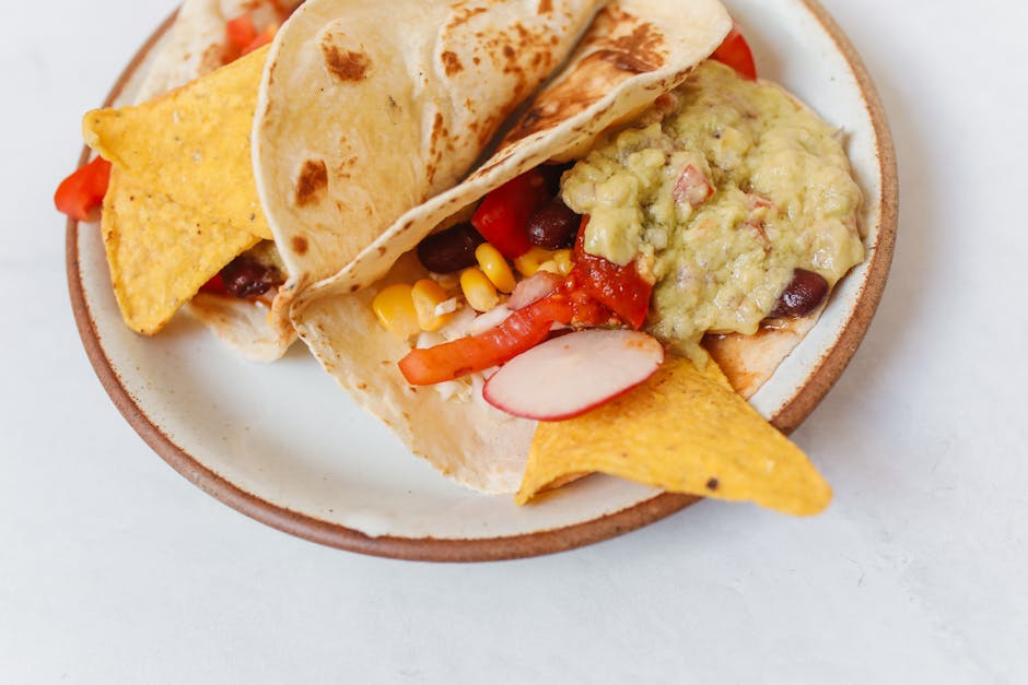 Zucchini- og mais-tacos med svarte bønner