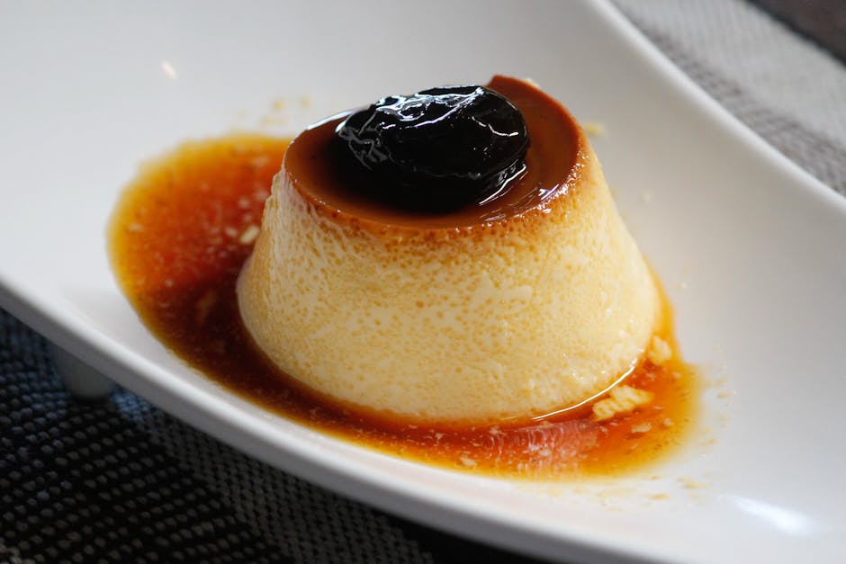 Kremostflan med kvittenkompott