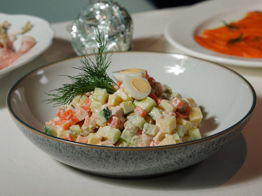 Potetsalat med kremet kaviardressing og dill