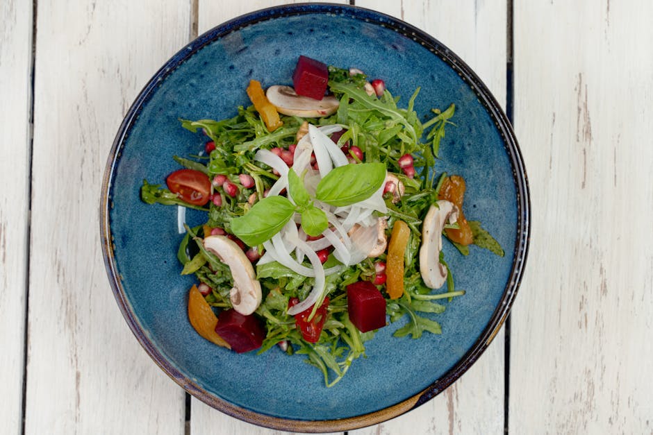 Ristet grønnbønnesalat med rødløk og rødbeter