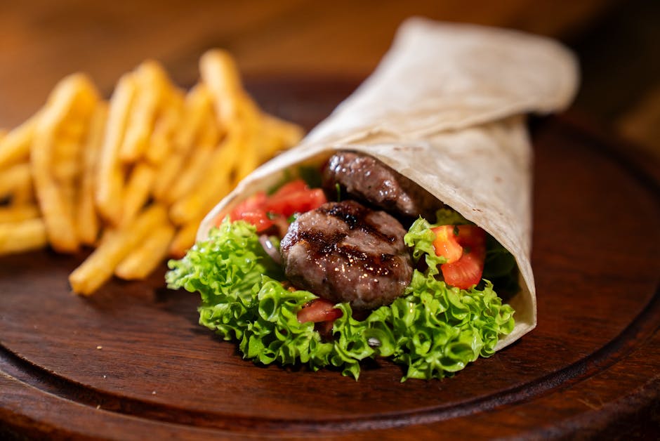 Asiatiske svinekjøtt- og soppburgerwraps