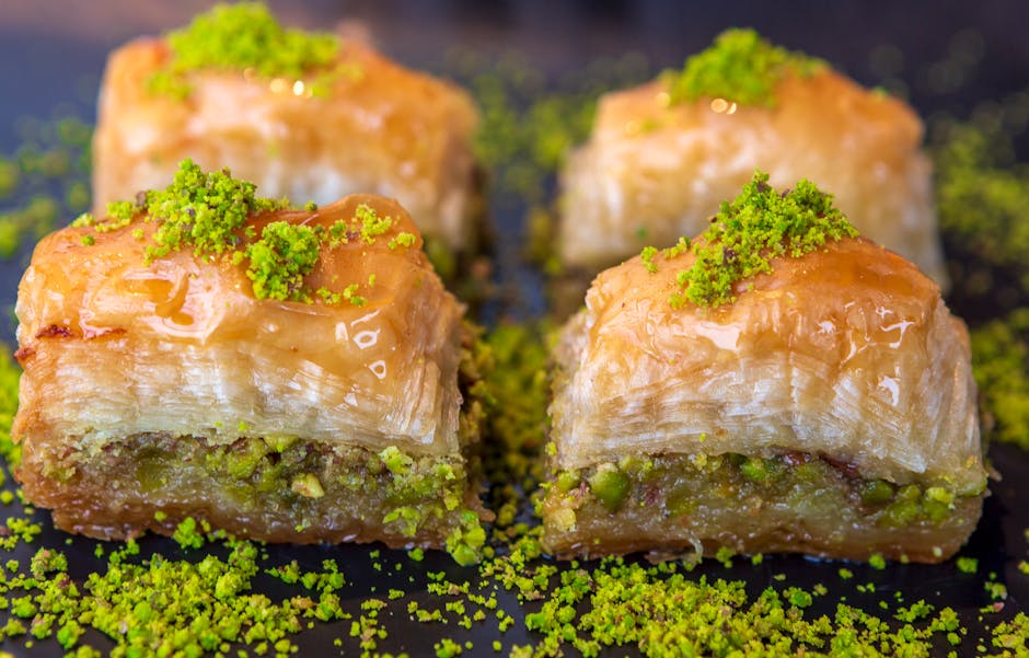 Kokos- og pistasjbaklava med appelsinblomst