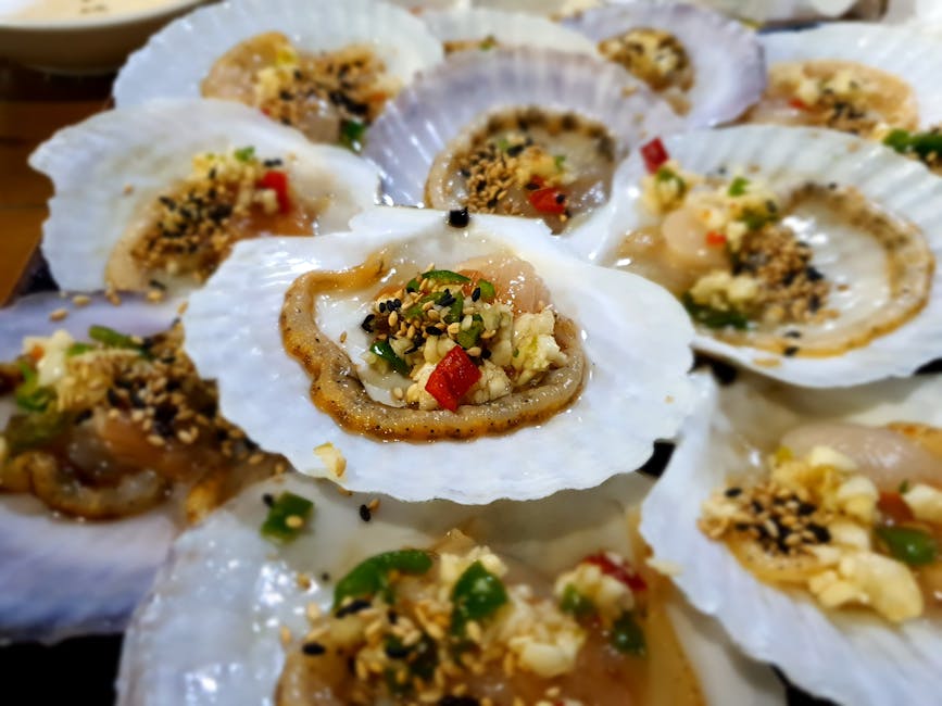 Grillede kamskjell med urtesmør