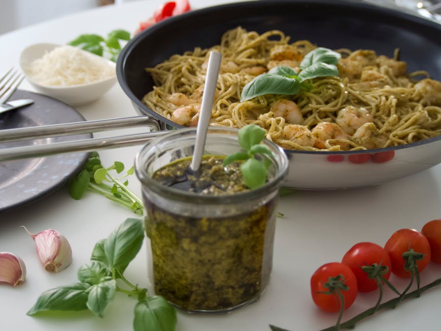 Spaghetti med ramsløkpuré