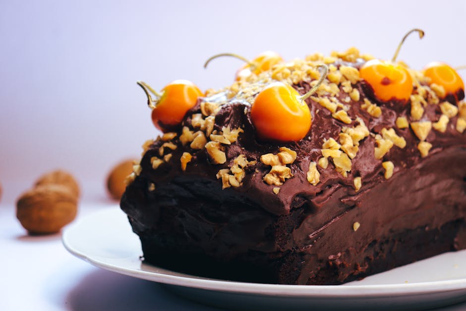 Saftige brownies med valnøtter og kirsebær