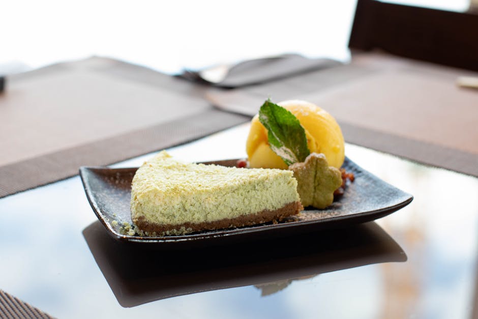 Grønn te-ostekake med matchamønster