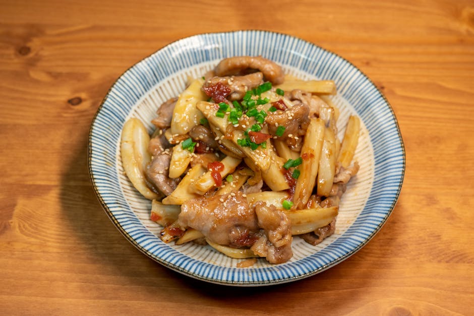 Saftig wok-stekt svinekjøtt med purre