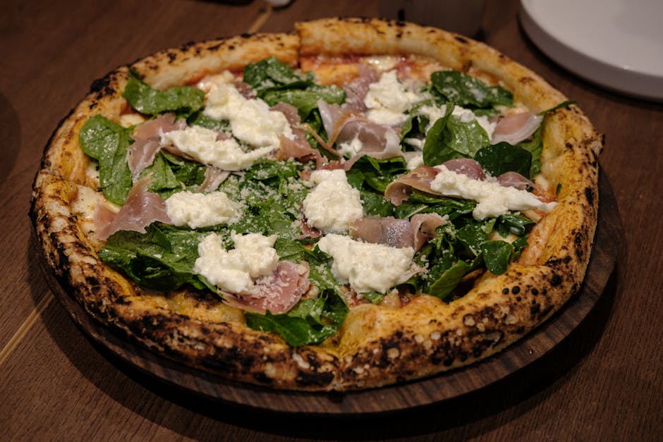 Røkt scamorza, spinat og pancettapizza