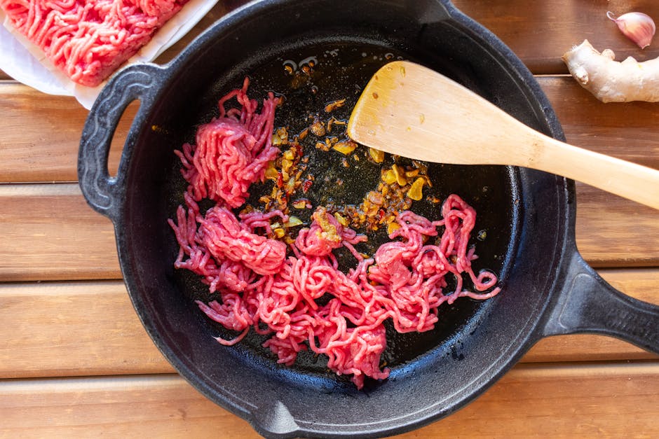 Ingefær- og biffwok med purre og asparges