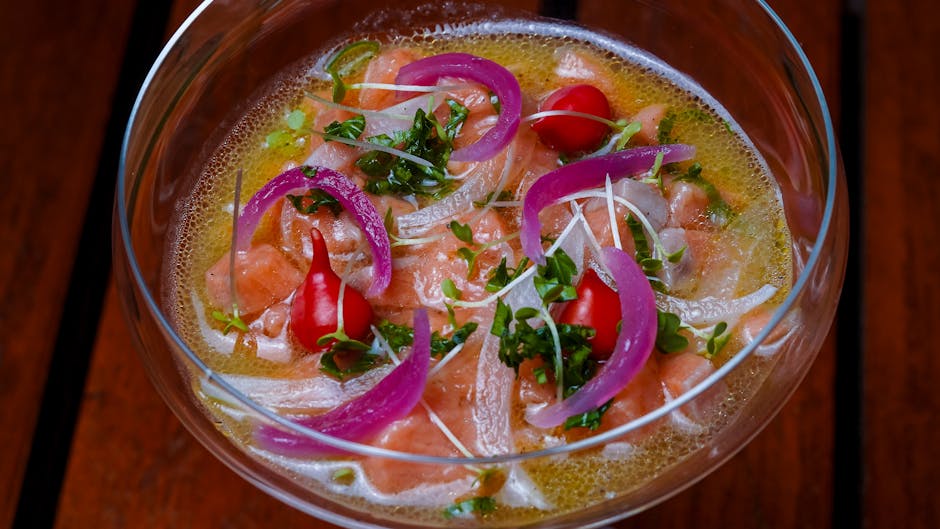 Frisk ceviche-shooter med snapper