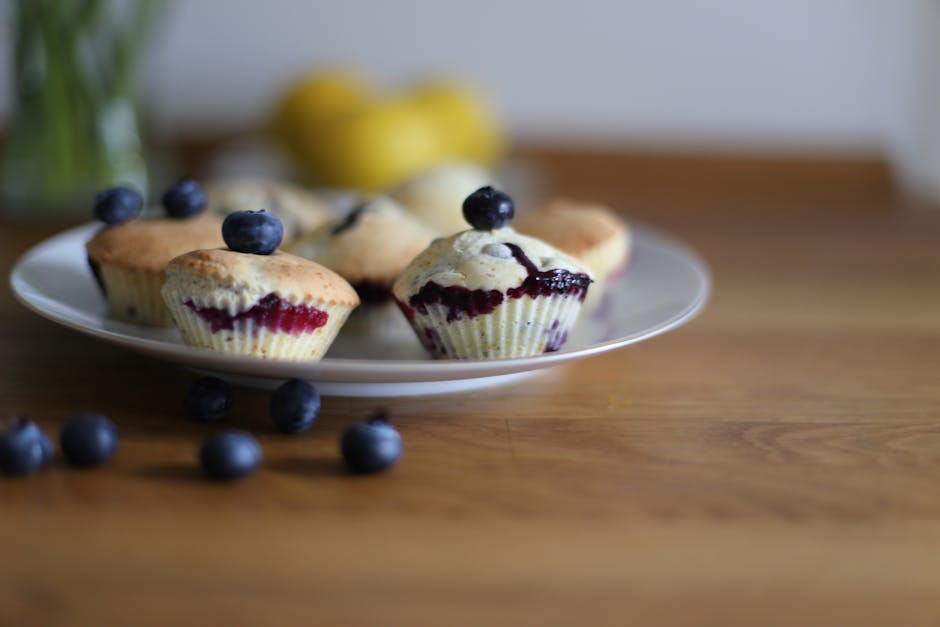 Saftige sitron- og blåbærmuffins