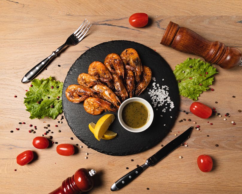 Grillede reker med krydret paprikasaus