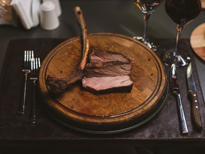 Tomahawk-biff med sautert spinat