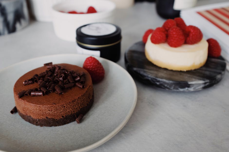 Mocha bringebærostekake med sjokoladeganache