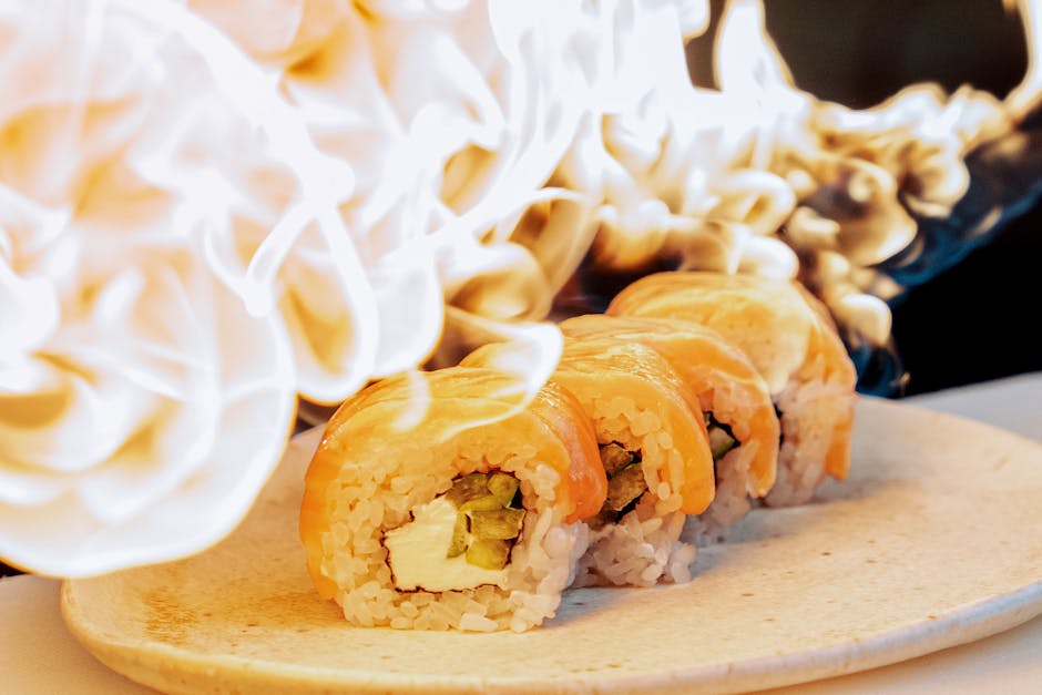 Røkt laksesushi med sitron og ingefær